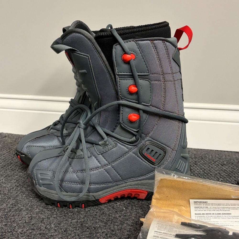 Lamar Matrix Linered Adult Snowboard Boots Grey Red US 7 EU 39 UK 6 Mens Womens